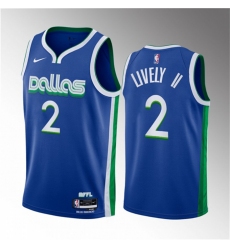 Men Dallas Mavericks 2 Dereck Lively II Blue 2023 Draft City Edition Stitched Basketball Jersey