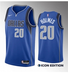 Men Dallas Mavericks 20 Richaun Holmes Blue 2023 Draft Icon Edition Stitched Basketball Jersey