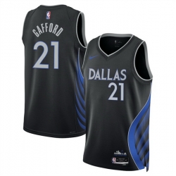 Men Dallas Mavericks 21 Daniel Gafford Black 2025 26 City Edition Stitched Basketball Jersey