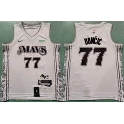 Men Dallas Mavericks 77 Luka Doncic White 2024 City Edition Stitched Basketball Jersey