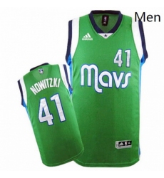 Mens Adidas Dallas Mavericks 41 Dirk Nowitzki Swingman Green NBA Jersey