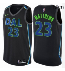 Mens Nike Dallas Mavericks 23 Wesley Matthews Authentic Black NBA Jersey City Edition