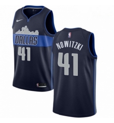 Mens Nike Dallas Mavericks 41 Dirk Nowitzki Swingman Navy Blue NBA Jersey Statement Edition