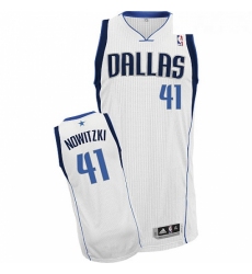 Youth Adidas Dallas Mavericks 41 Dirk Nowitzki Authentic White Home NBA Jersey