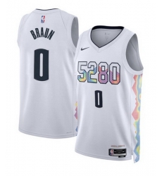Men Denver Nuggets  0 Christian Braun White 2024 25 City Edition Stitched Basketball Jersey