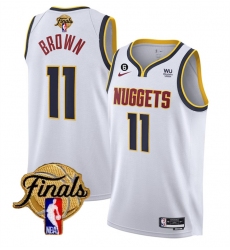 Men Denver Nuggets 11 Bruce Brown White 2023 Finals Association Edition With NO 6 Patch Stitched Basketball Jersey