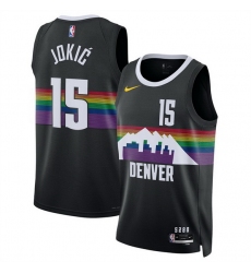 Men Denver Nuggets 15 Nikola Joki u0107 Black 2025 26 City Edition Stitched Basketball Jersey