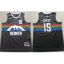 Men Denver Nuggets 15 Nikola Joki u0107 Black Stitched Basketball Jersey