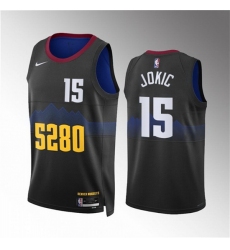 Men Denver Nuggets 15 Nikola Jokic Black 2023 City Edition Stitched Basketball Jersey
