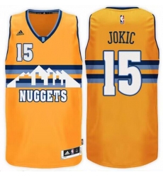 Men Denver Nuggets 15 Nikola Jokic Gold 2016 17 Swingman Stitched Basketball Jersey
