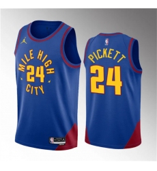 Men Denver Nuggets 24 Jalen Pickett Blue 2023 Draft Statement Edition Stitched Basketball Jersey