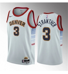 Men Denver Nuggets 3 Julian Strawther White 2023 Draft Icon Edition Stitched Basketball Jersey