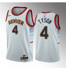 Men Denver Nuggets 4 Hunter Tyson White 2023 Draft Icon Edition Stitched Basketball Jersey