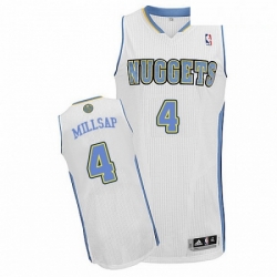 Mens Adidas Denver Nuggets 4 Paul Millsap Authentic White Home NBA Jersey 