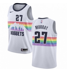 Mens Nike Denver Nuggets 27 Jamal Murray Swingman White NBA Jersey City Edition