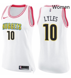 Womens Nike Denver Nuggets 10 Trey Lyles Swingman WhitePink Fashion NBA Jersey 