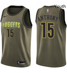 Youth Nike Denver Nuggets 15 Carmelo Anthony Swingman Green Salute to Service NBA Jersey