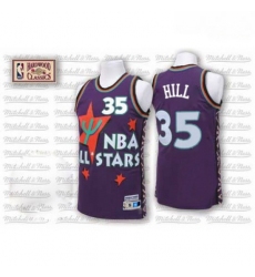 Mens Adidas Detroit Pistons 35 Grant Hill Authentic Purple 1995 All Star Throwback NBA Jersey