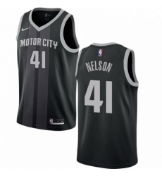 Mens Nike Detroit Pistons 41 Jameer Nelson Swingman Black NBA Jersey City Edition 