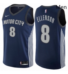 Mens Nike Detroit Pistons 8 Henry Ellenson Authentic Navy Blue NBA Jersey City Edition