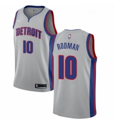 Womens Nike Detroit Pistons 10 Dennis Rodman Swingman Silver NBA Jersey Statement Edition