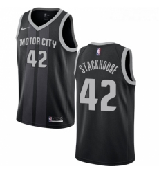 Youth Nike Detroit Pistons 42 Jerry Stackhouse Swingman Black NBA Jersey City Edition