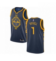 Mens Golden State Warriors 1 DAngelo Russell Authentic Navy Blue Basketball Jersey City Edition 