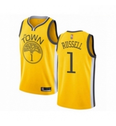 Mens Golden State Warriors 1 DAngelo Russell Yellow Swingman Jersey Earned Edition 