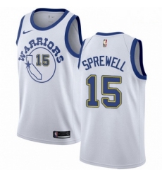 Mens Nike Golden State Warriors 15 Latrell Sprewell Authentic White Hardwood Classics NBA Jersey