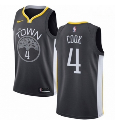 Mens Nike Golden State Warriors 4 Quinn Cook Swingman Black NBA Jersey Statement Edition 