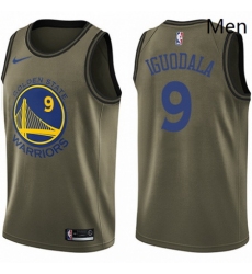 Mens Nike Golden State Warriors 9 Andre Iguodala Swingman Green Salute to Service NBA Jersey