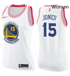 Womens Nike Golden State Warriors 15 Damian Jones Swingman WhitePink Fashion NBA Jersey