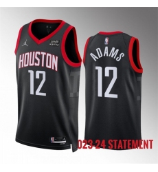 Men Houston Rockets 12 Steven Adams Black Statement Edition Stitched Jersey