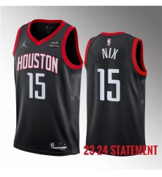 Men Houston Rockets 15 Daishen Nix Black 2023 Statement Edition Stitched Basketball Jersey