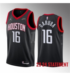 Men Houston Rockets 16 Usman Garuba Black 2023 Statement Edition Stitched Basketball Jersey