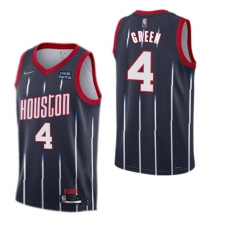 Men Houston Rockets 4 Jalen Green 2021 22 City Edition 75th Anniversary Navy Stitched Basketball Jersey