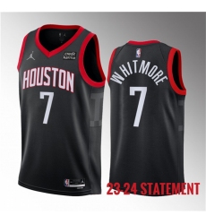 Men Houston Rockets 7 Cam Whitmore Black 2023 Draft Statement Edition Stitched Basketball Jersey