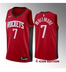 Men Houston Rockets 7 Cam Whitmore Red 2023 Draft Icon Edition Stitched Basketball Jersey