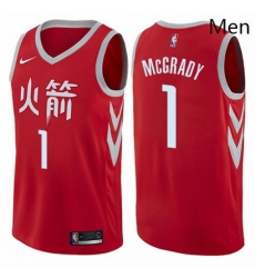 Mens Nike Houston Rockets 1 Tracy McGrady Swingman Red NBA Jersey City Edition
