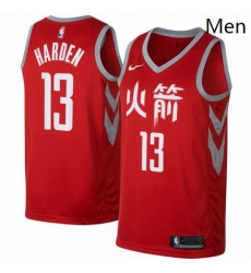 Mens Nike Houston Rockets 13 James Harden Authentic Red NBA Jersey City Edition