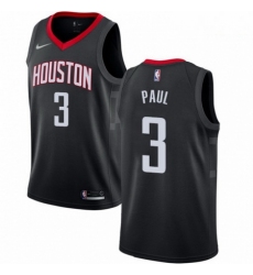 Mens Nike Houston Rockets 3 Chris Paul Authentic Black Alternate NBA Jersey Statement Edition