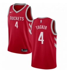 Mens Nike Houston Rockets 4 PJ Tucker Swingman Red Road NBA Jersey Icon Edition 