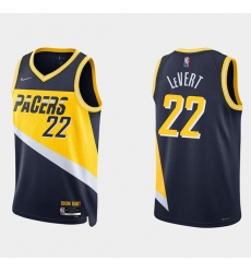 Men Indiana Pacers 22 Caris Levert 2021 22 Navy City Edition 75th Anniversary Stitched Basketball Jersey