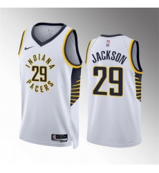 Men Indiana Pacers 29 Quenton Jackson White Association Edition Stitched Basketball Jersey