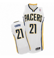 Mens Adidas Indiana Pacers 21 Thaddeus Young Authentic White Home NBA Jersey