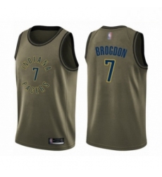 Mens Indiana Pacers 7 Malcolm Brogdon Swingman Green Salute to Service Basketball Jersey 