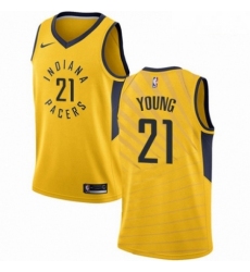 Mens Nike Indiana Pacers 21 Thaddeus Young Authentic Gold NBA Jersey Statement Edition