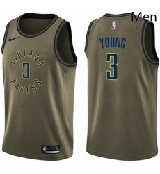 Mens Nike Indiana Pacers 3 Joe Young Swingman Green Salute to Service NBA Jersey