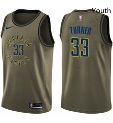 Youth Nike Indiana Pacers 33 Myles Turner Swingman Green Salute to Service NBA Jersey