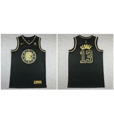 Clippers 13 Paul George Black Gold Nike Swingman Jersey